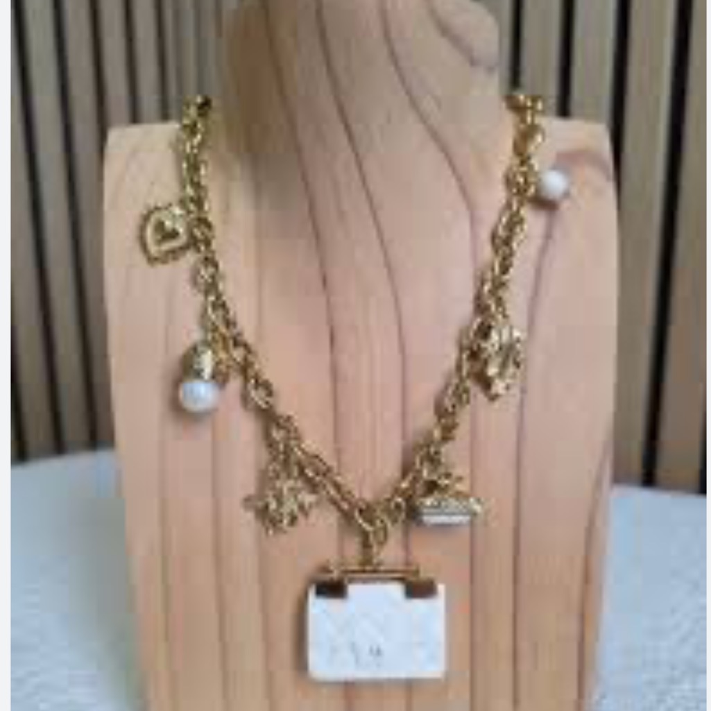 Made In France Gold And White Charm Necklace